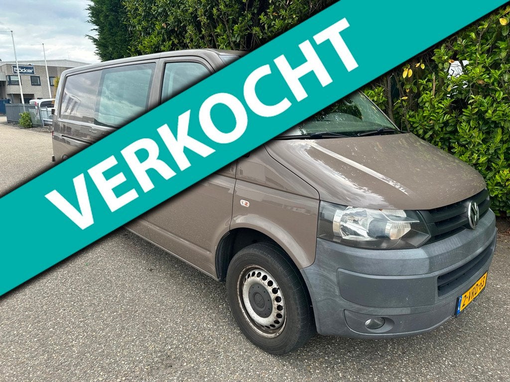 Volkswagen Transporter 2.0 TDI L2H1 Bj'08-2011 Dubb. Cabine, Auto's, Euro 5, Stof, Zwart, 4 cilinders