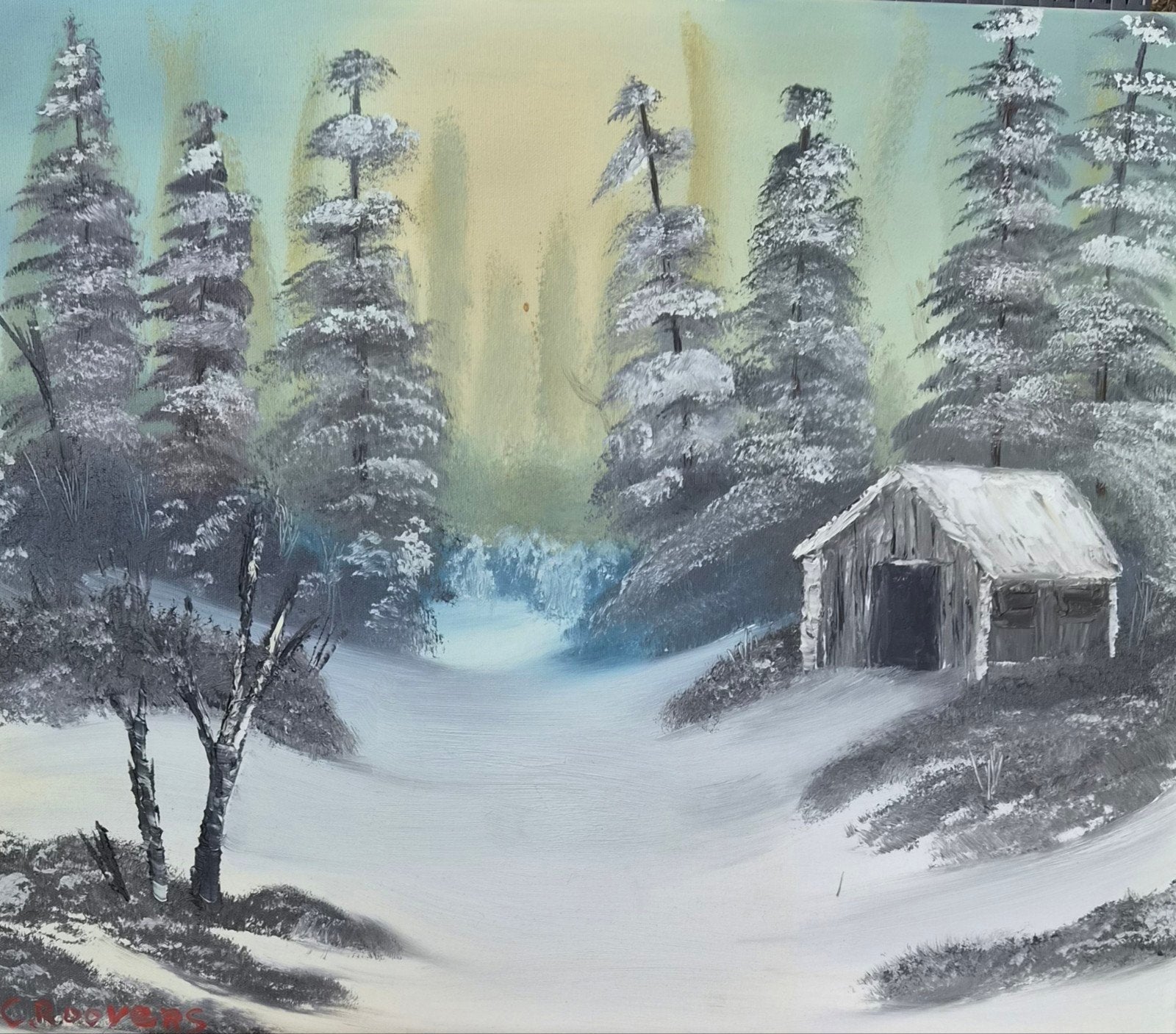 4 Schilderijen in Bob Ross Stijl - Landschappen, Ophalen, Doek, Realistisch, Landschap