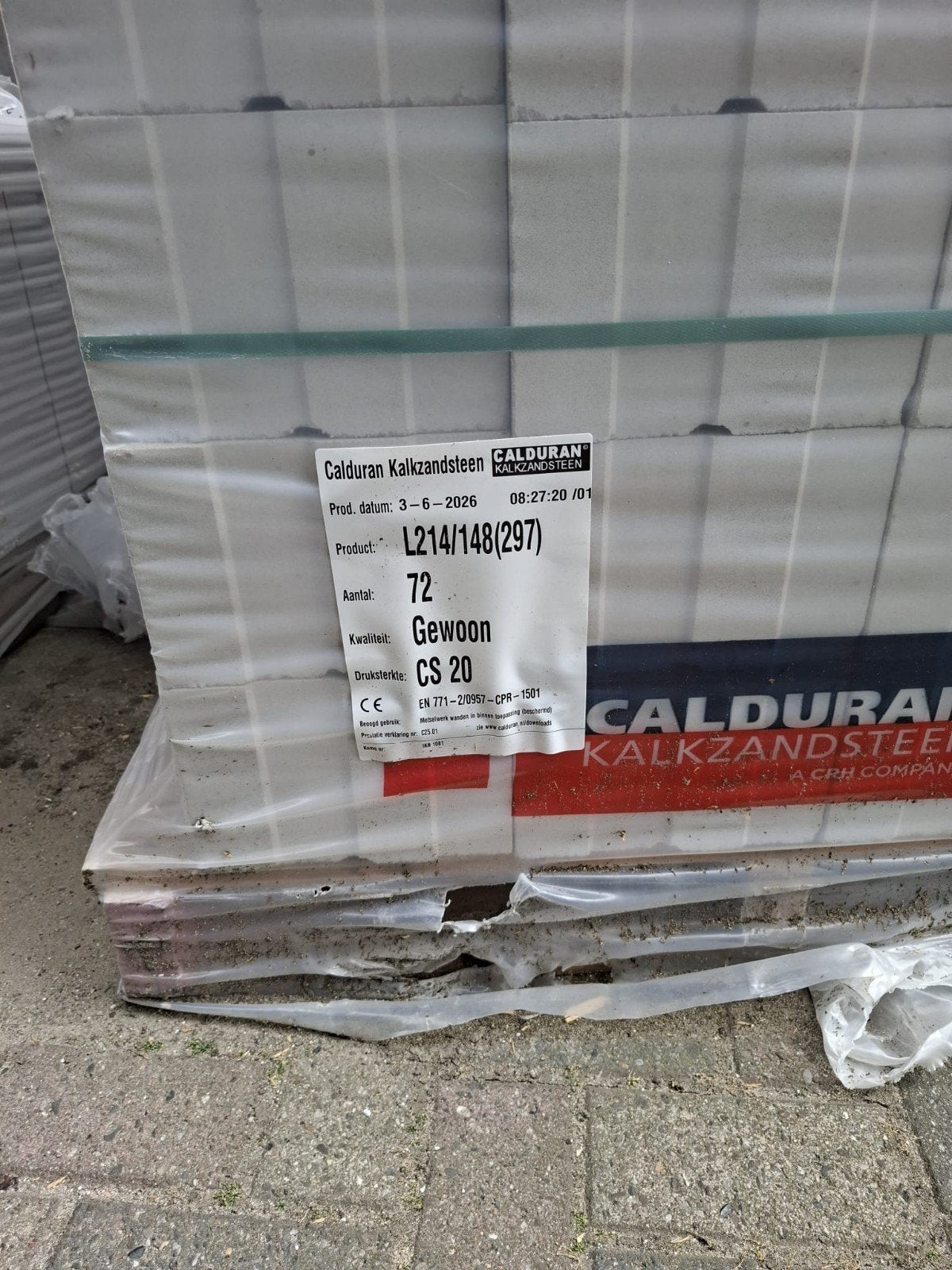 Calduran Kalkzandsteen L214/148(297) - 400 stuks, Ophalen, Nieuw, Kalkzandstenen