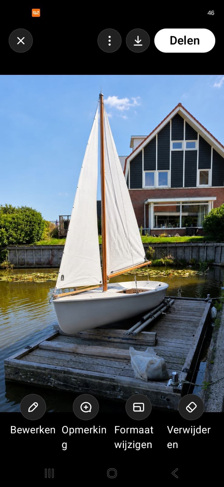kleine zeilboot compleet met mast en zeilen zwaard er roer, Ophalen, Gebruikt