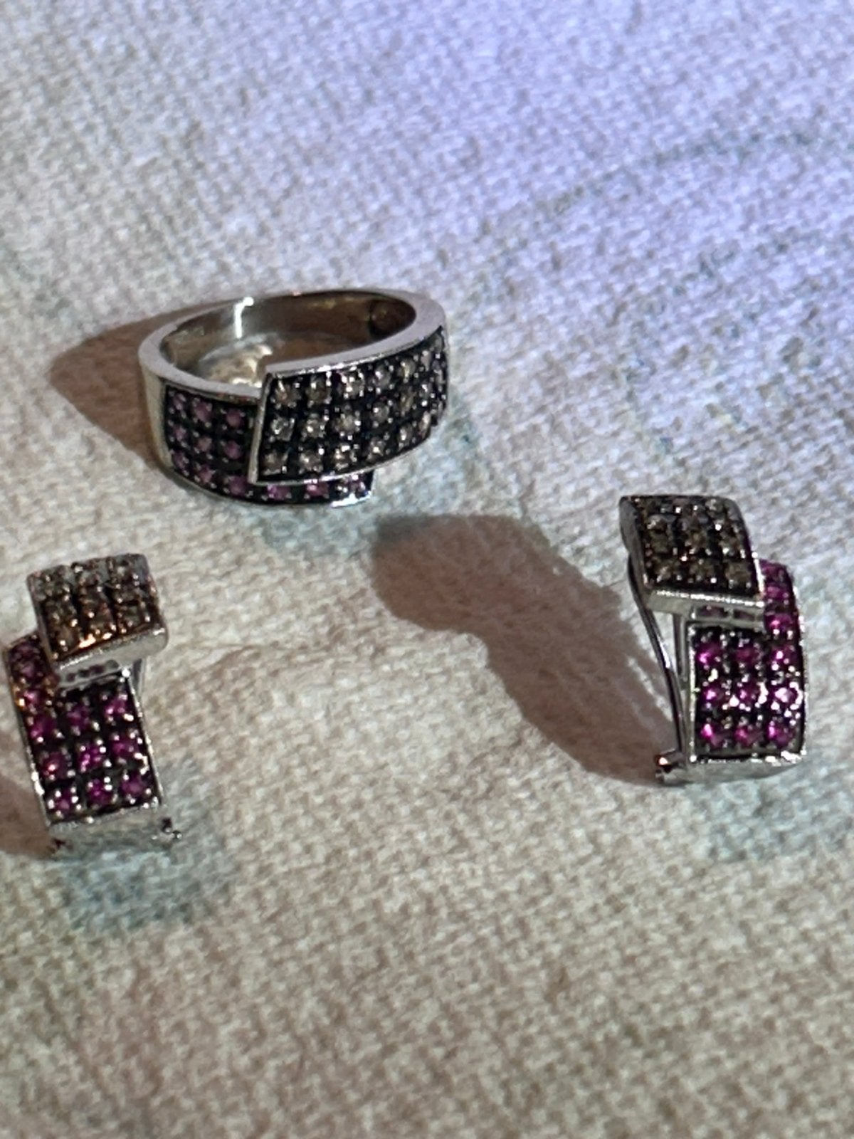 setje ring +oorbellen, Ophalen, Zo goed als nieuw, Met edelsteen, Dame