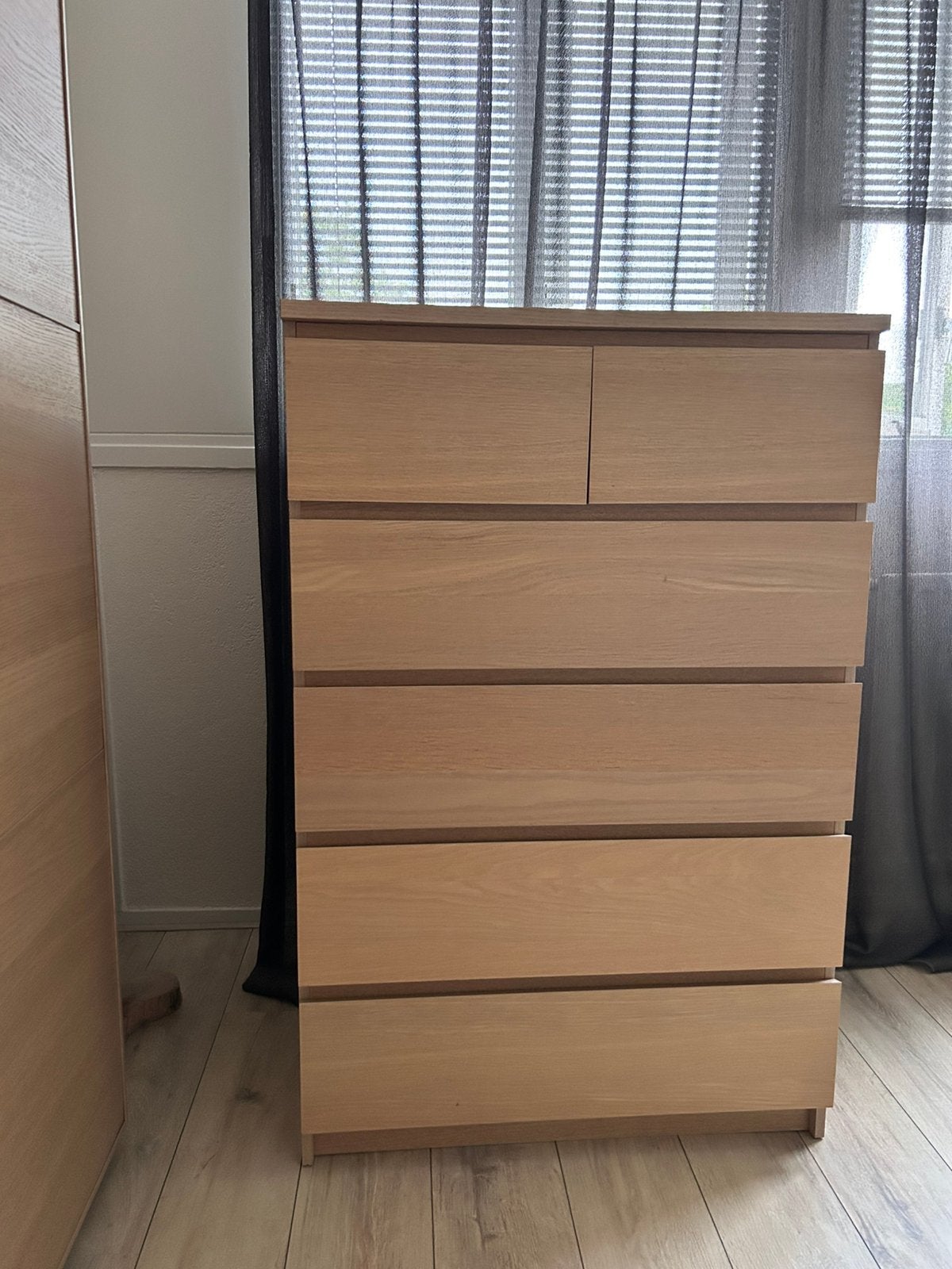 Ruime MALM ladekast. Kleur: eiken, Ophalen, Gebruikt, 5 laden of meer, 100 tot 150 cm