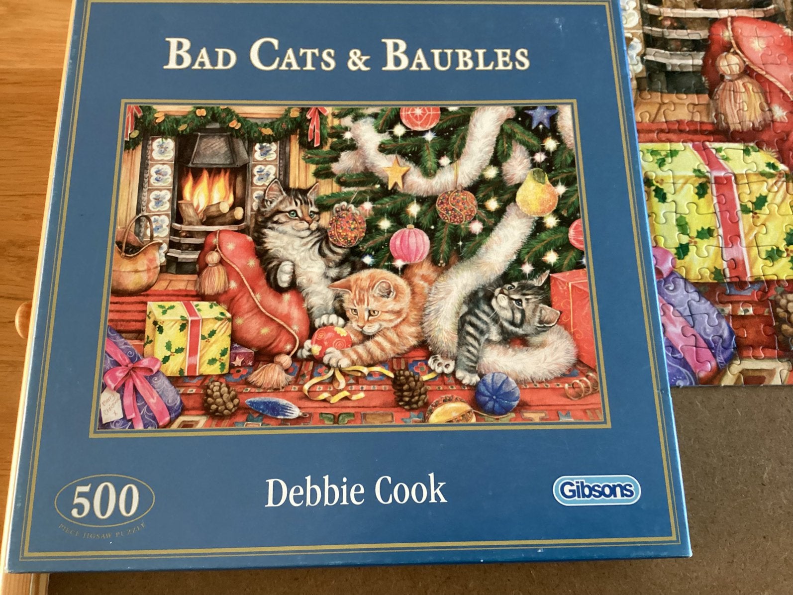Gibsons puzzel 500 Bad Cats & Baubles, Ophalen of Verzenden, 500 t/m 1500 stukjes, Zo goed als nieuw, Legpuzzel