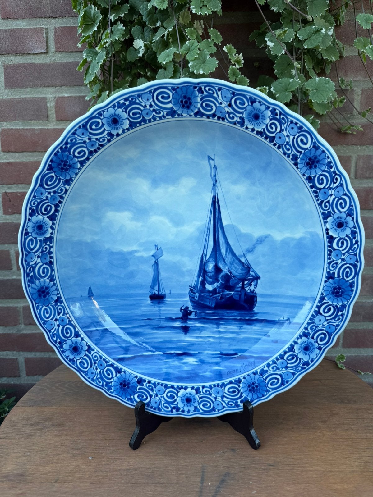 Porceleyne fles wandbord 42cm naar mesdag prachtstuk delft, Antiek en Kunst, Ophalen