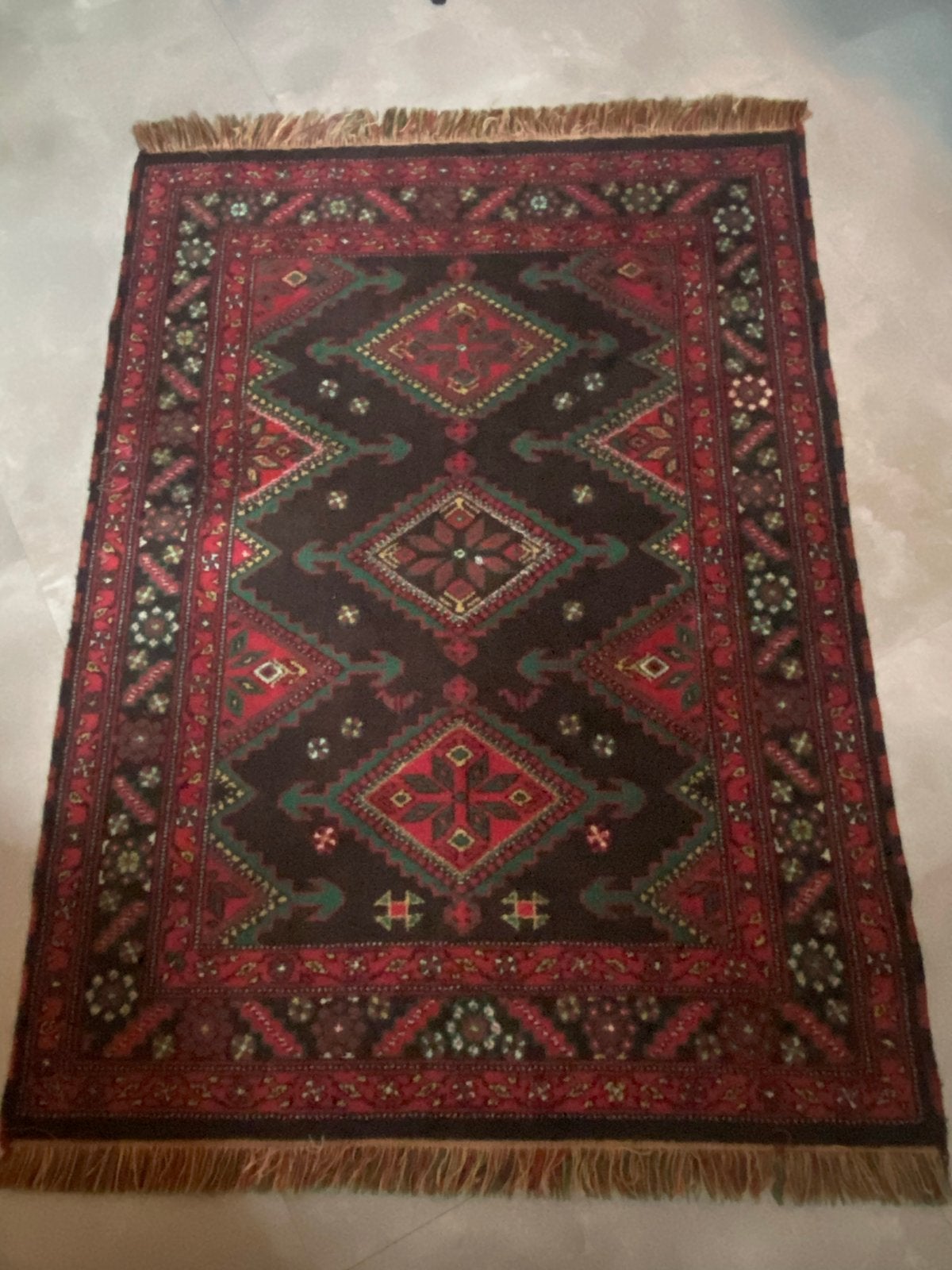 Handgeknoopt wollen vloerkleed 100x135 cm, Gebruikt, 100 tot 150 cm, Ophalen of Verzenden, Rechthoekig