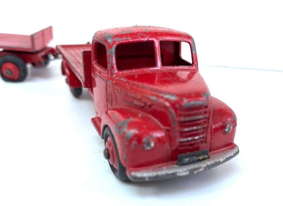 Vintage Dinky Toys Fordson vrachtwagen met aanhanger, Ophalen of Verzenden