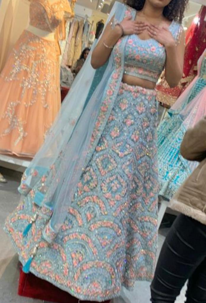 Blauwe indiase lehenga - 1x gedragen!, Overige typen, Blauw, Ophalen of Verzenden, Zo goed als nieuw