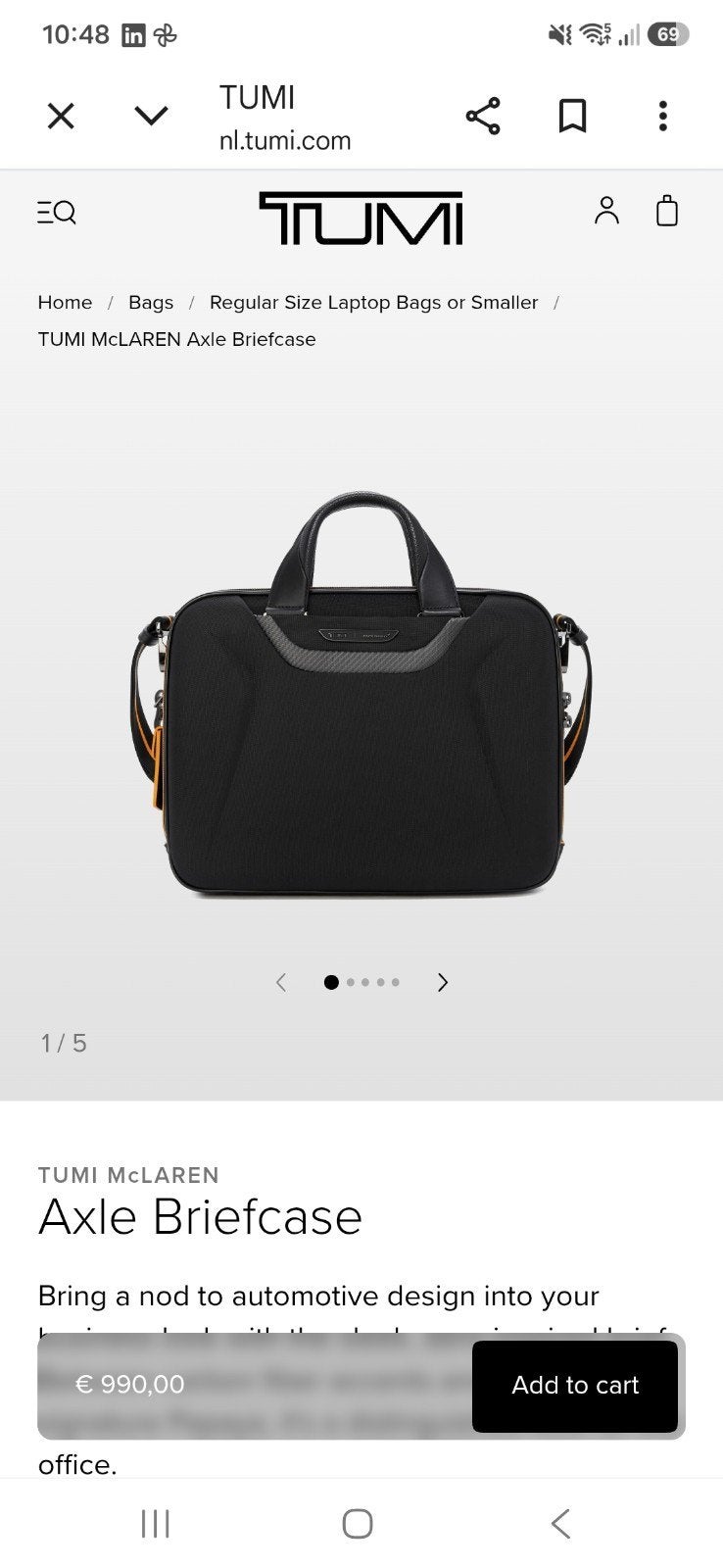 Tumi McLaren Axle Briefcase, Sieraden, Tassen en Uiterlijk, Tassen | Reistassen en Weekendtassen, Ophalen, Zwart, Minder dan 40 cm