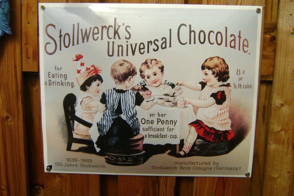 stollwercks  universal chocolate  emaille bord, Ophalen, Zo goed als nieuw, Reclamebord