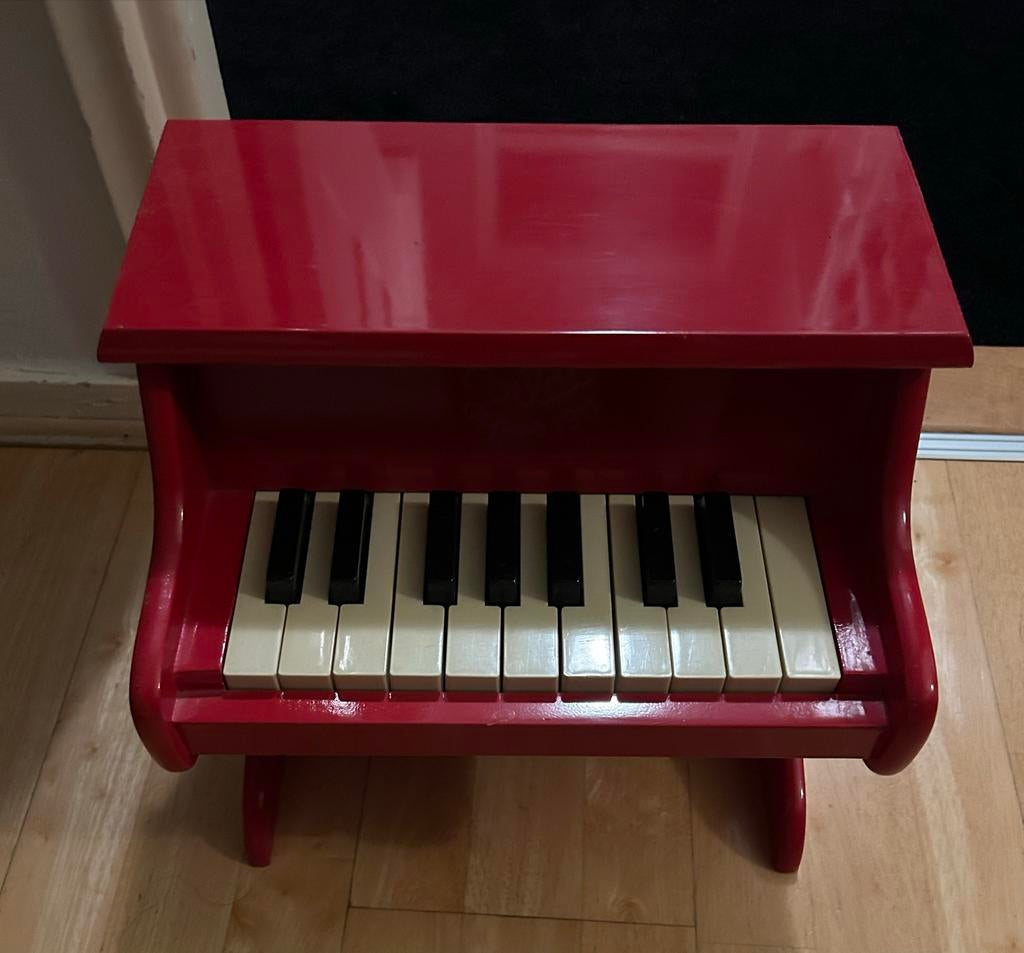 Rode houten kinderpiano - in heel goede staat, Ophalen, Gebruikt, Overige kleuren, Piano