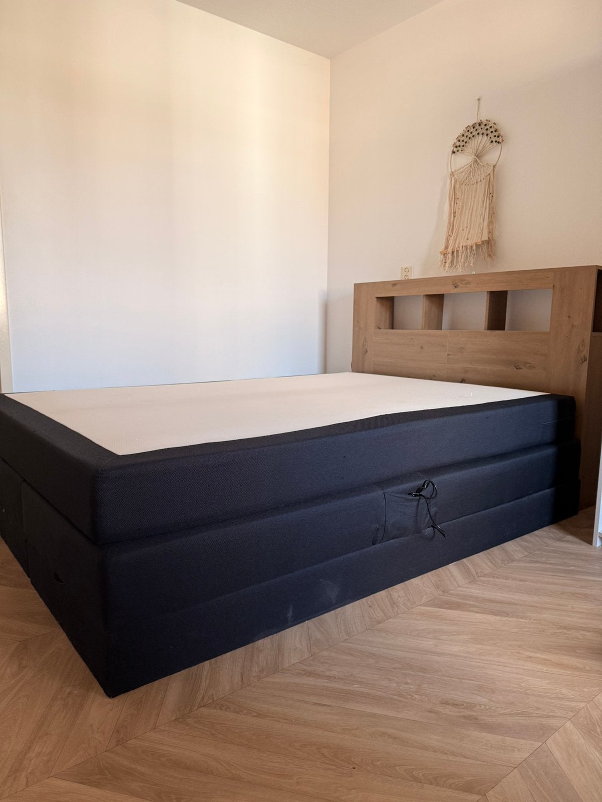 Boxspring elektrisch kleur zwart 140x200, Ophalen, Gebruikt, Zwart, Tweepersoons