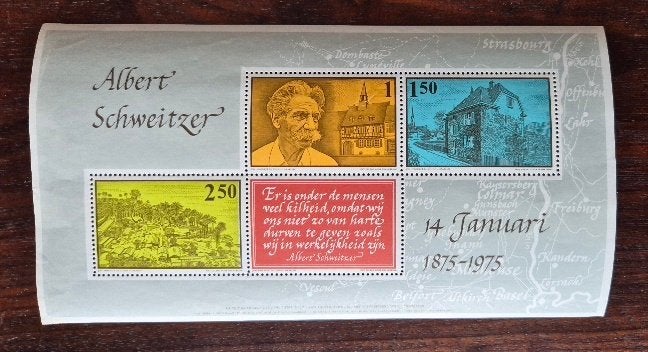 Blok herdenkingszegels Albert Schweitzer 1975, Ophalen, Na 1940, Postfris