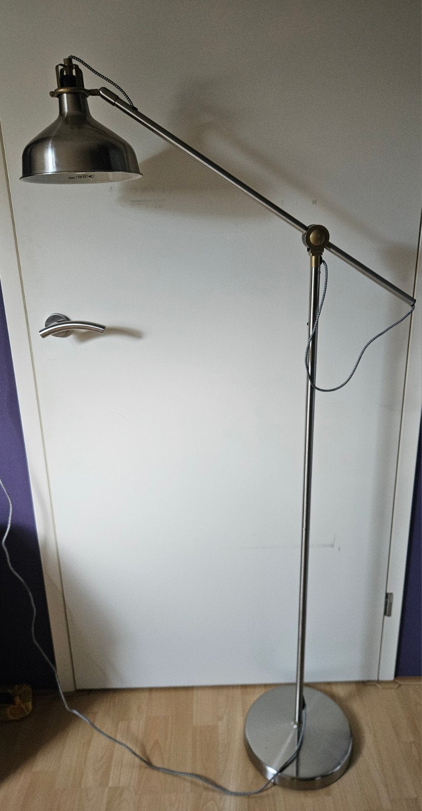 IKEA RANARP Vloerlamp - Geborsteld Metaal, Verstelbaar, Ophalen, Gebruikt, E27 (groot), Metaal