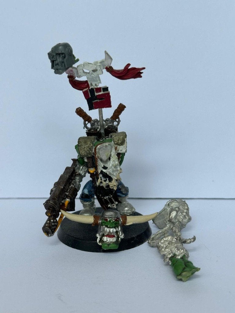 Warhammer 40K Orks Warboss met Attack Squig – Metaal, Hobby en Vrije tijd, Figuurtje(s), Ophalen of Verzenden, Geverfd, Warhammer 40000