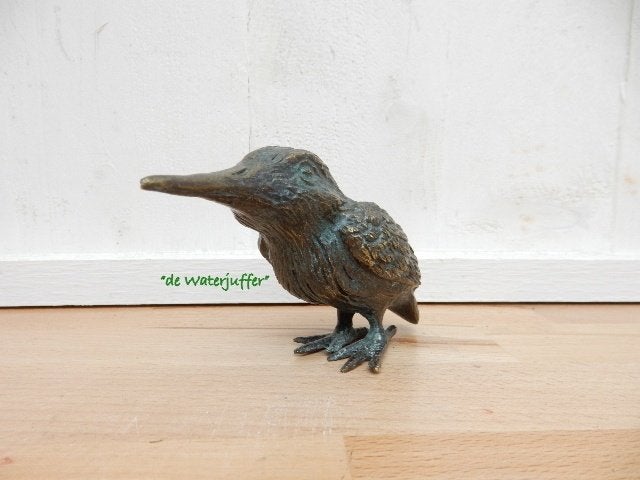 195* Bronzen ijsvogel (Boven €75 geen verzendkosten), Tuin en Terras, Ophalen of Verzenden, Nieuw, Overige materialen, Dierenbeeld