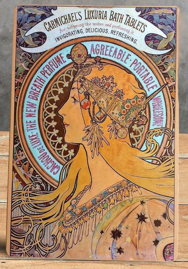 ALPHONSE MUCHA Zodiac ad Metalen Wandbord Poster, Verzenden