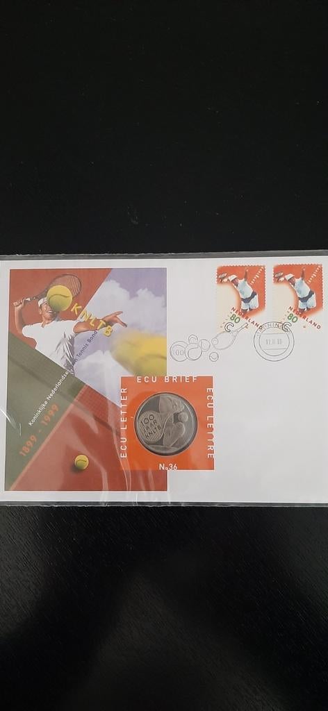 Nederland Ecu brief 100 jaar KNLTB, Postzegels en Munten, Ophalen of Verzenden, Nederland, Munten