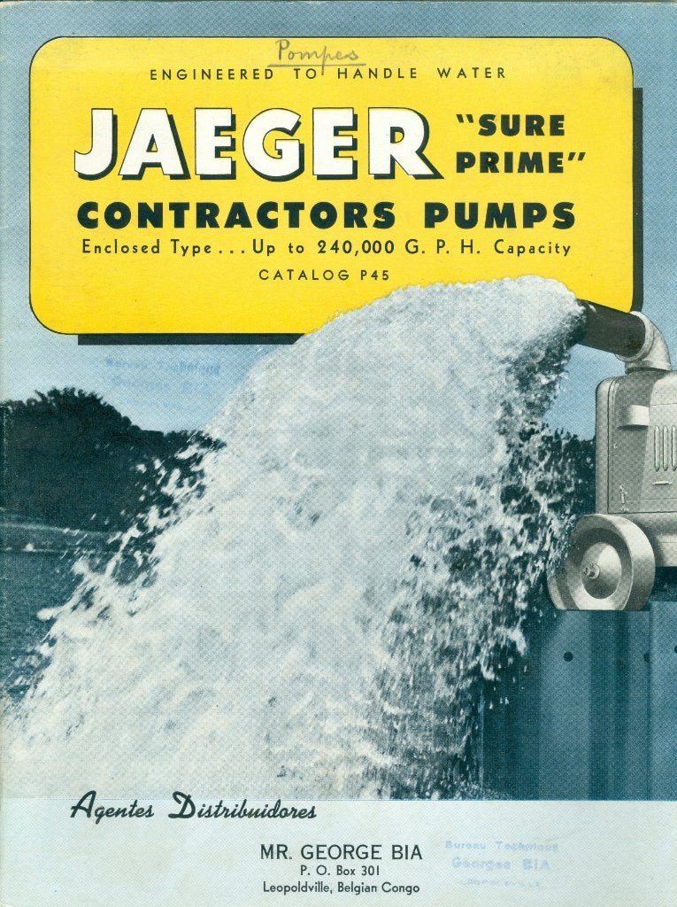 Mooie catalogus JAEGER motorpompen "Sure Prime", Ophalen of Verzenden, Overige merken