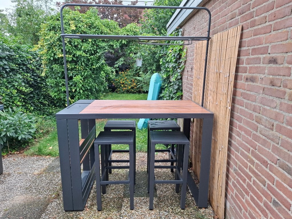Barset tuin, Ophalen, 4 zitplaatsen, Eettafel, Aluminium