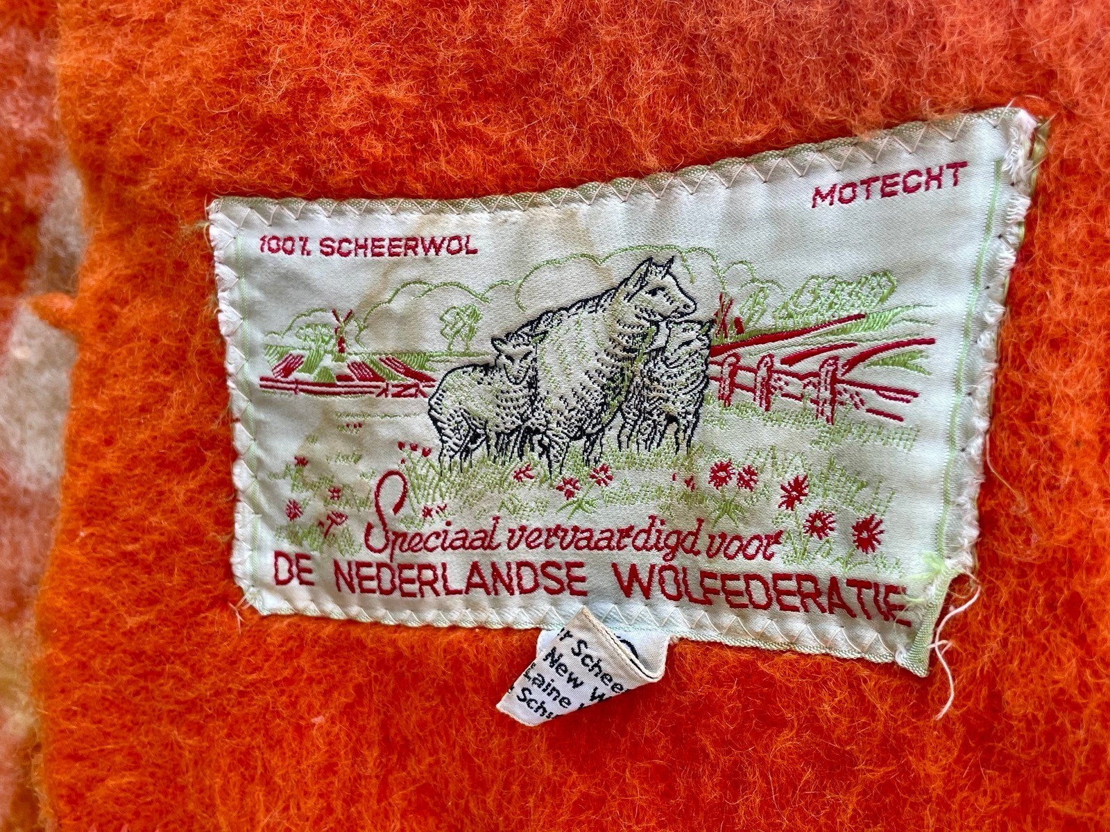 Motecht 100% Scheerwol Deken Nederlandse WOLFederatie Oranje, Ophalen of Verzenden