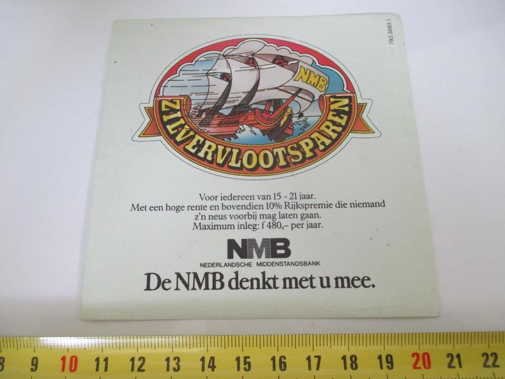 sticker Zilvervlootsparen De NMB denkt met u mee *, Verzamelen, Ophalen, Zo goed als nieuw