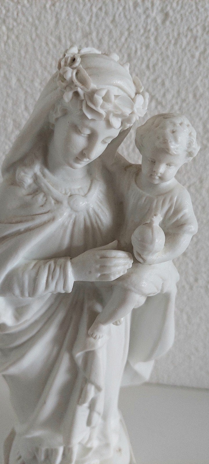 Maria met kindje Jezus - Biscuit Porselein Beeld, Antiek en Kunst, Antiek | Religie, Ophalen of Verzenden
