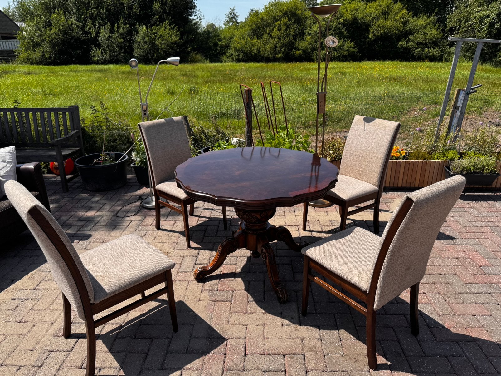 Complete eethoek antiek/ brocante, Ophalen, Zo goed als nieuw, 4 tot 6 stoelen