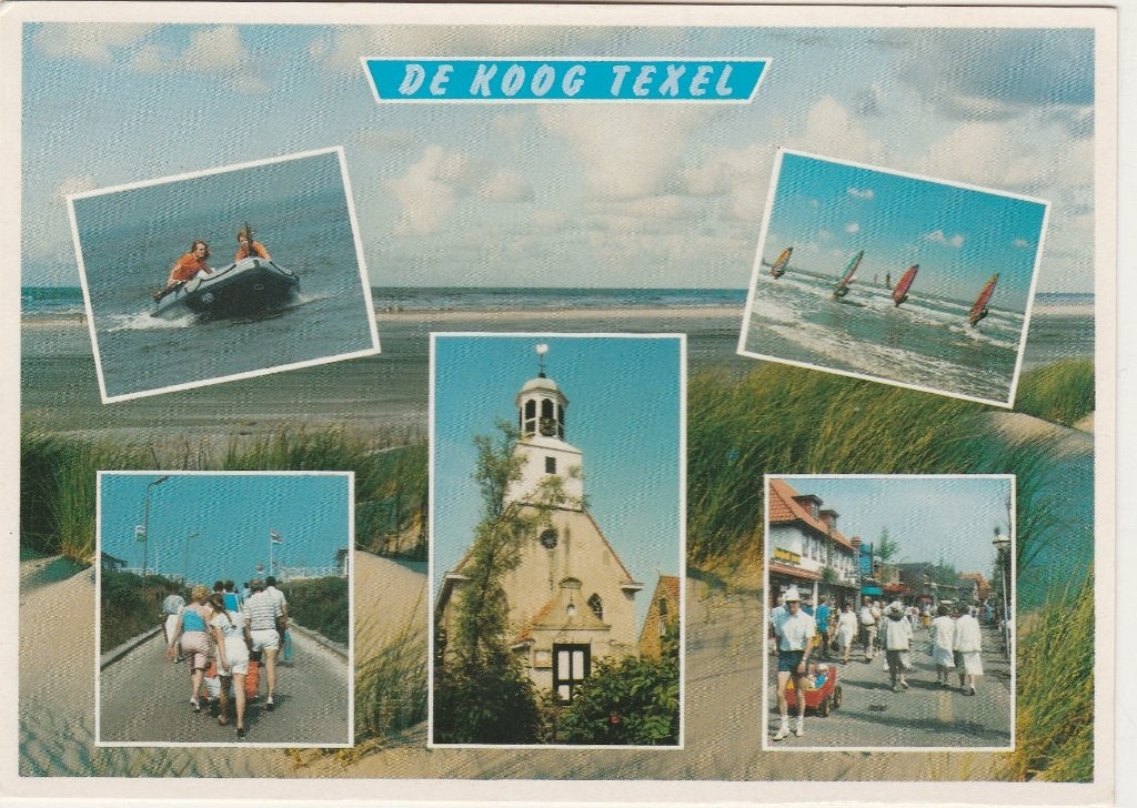 DE KOOG Boot Wandelaars Kerk Surfers, Verzenden, 1980 tot heden, Gelopen, Waddeneilanden