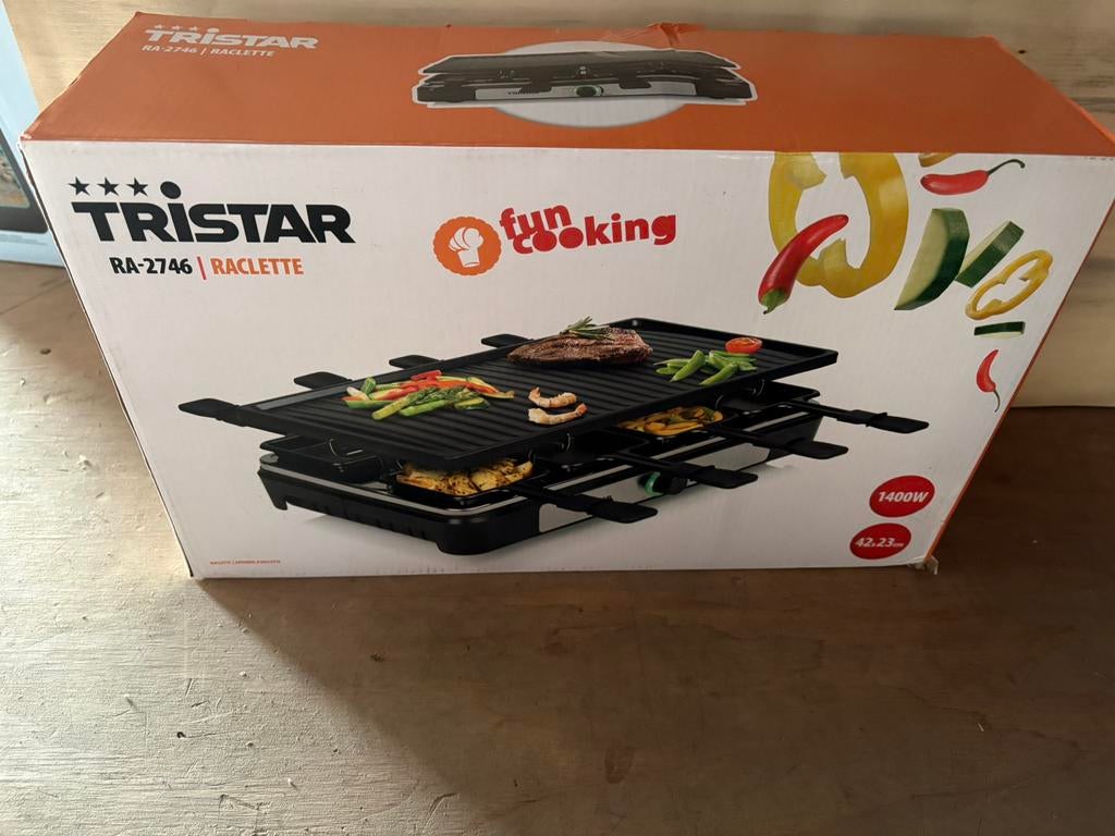 Tristar RA-2746 Raclette/ gourmetstel zwart, Ophalen, Nieuw, 8 personen of meer