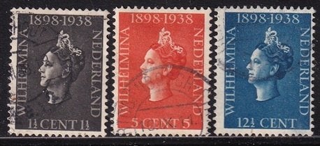 346 - Nederland nvph 310/312 gestempeld , 40jarig, Postzegels en Munten, Postzegels | Nederland, Verzenden, T/m 1940, Gestempeld