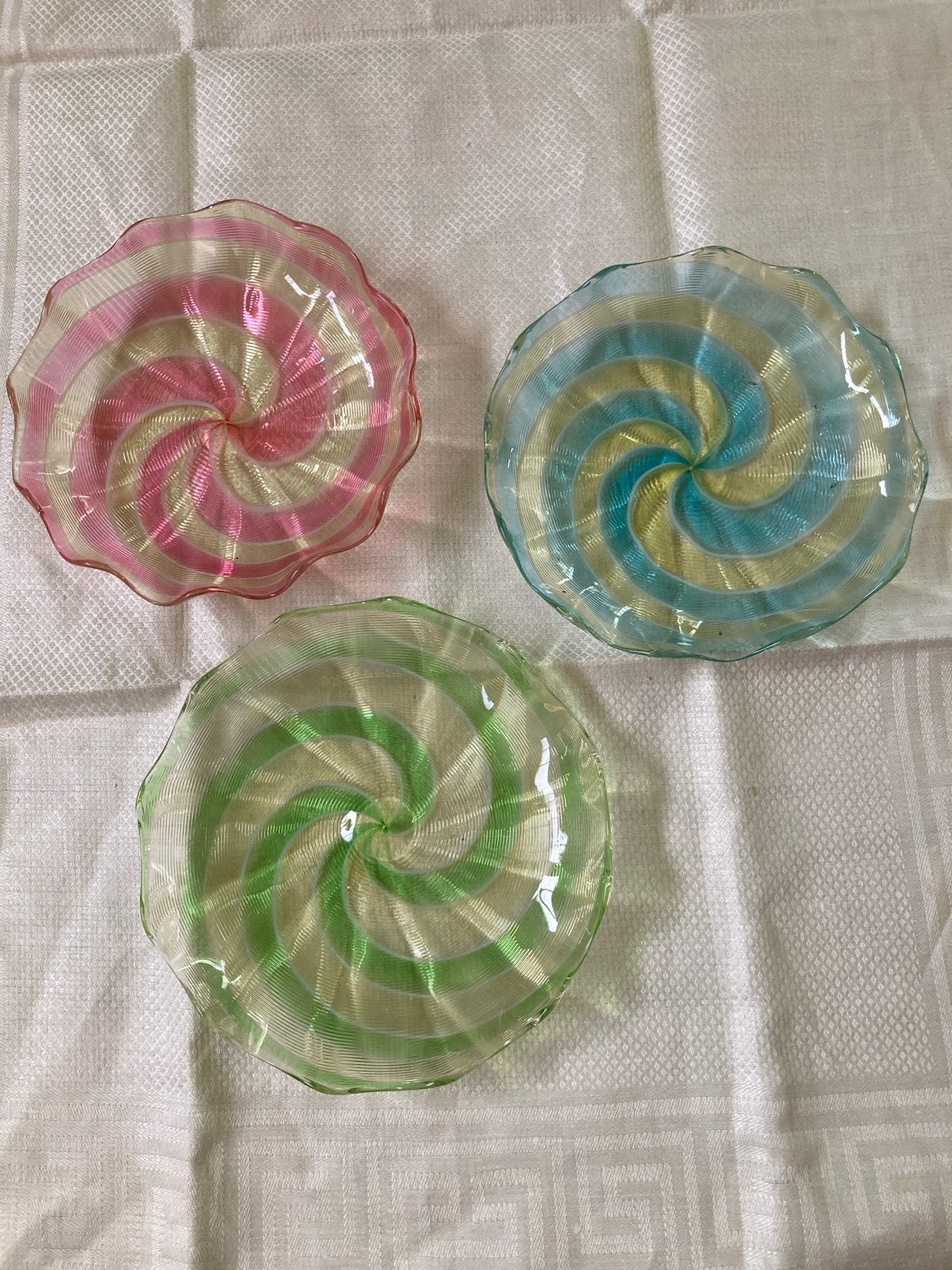 Set van 3 Murano glazen schaaltjes - spiraal design, Ophalen of Verzenden