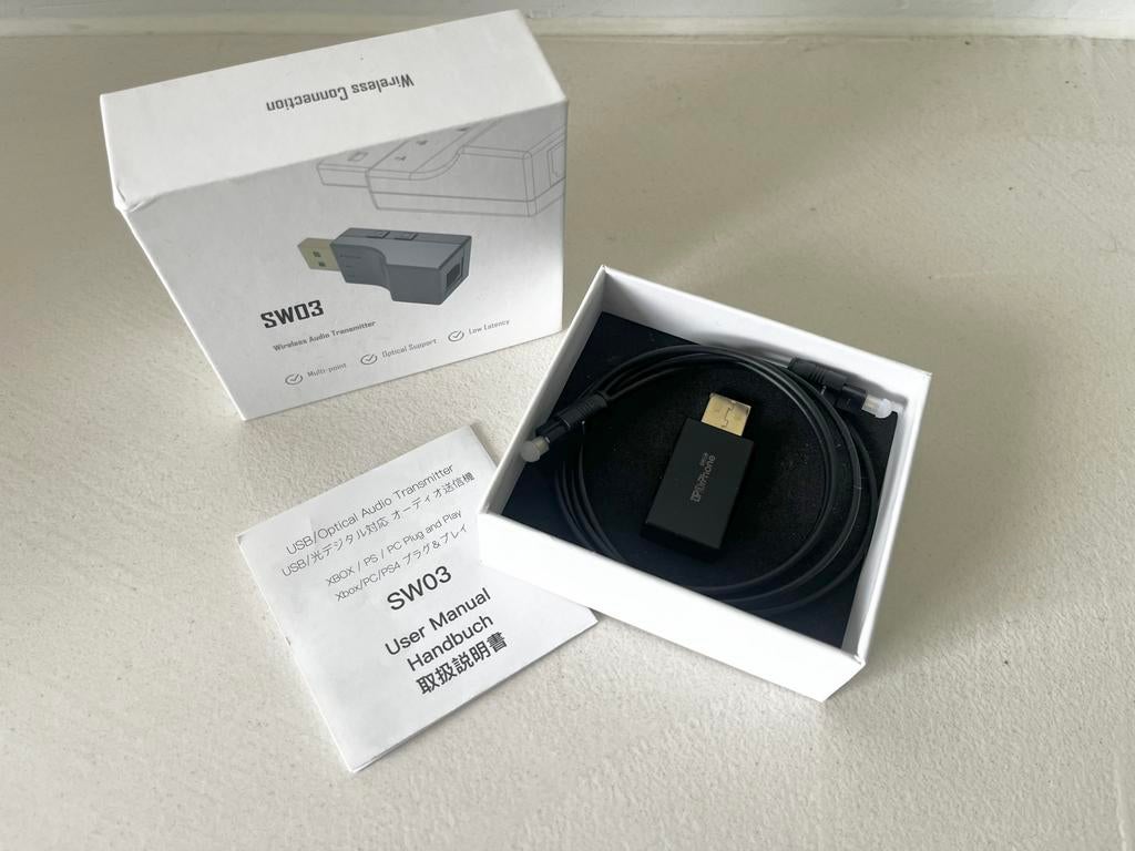SW03 Wireless Audio Transmitter USB/Optical compleet in doos, Ophalen of Verzenden, Zo goed als nieuw