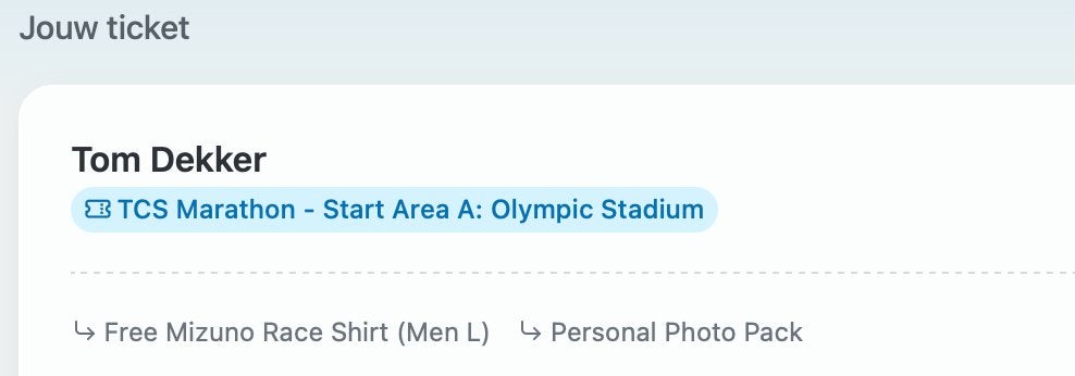 Amsterdam TCS Marathon startvak A, Race shirt L & photo pack, Eén persoon