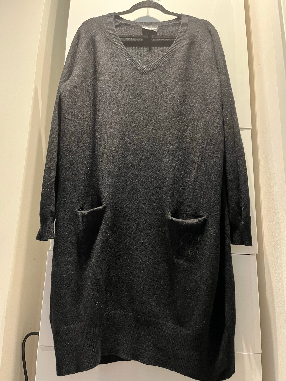 Emporio Armani Trui Jurk Zwart Maat 46, Verzenden, Zwart, Maat 46/48 (XL) of groter, Knielengte