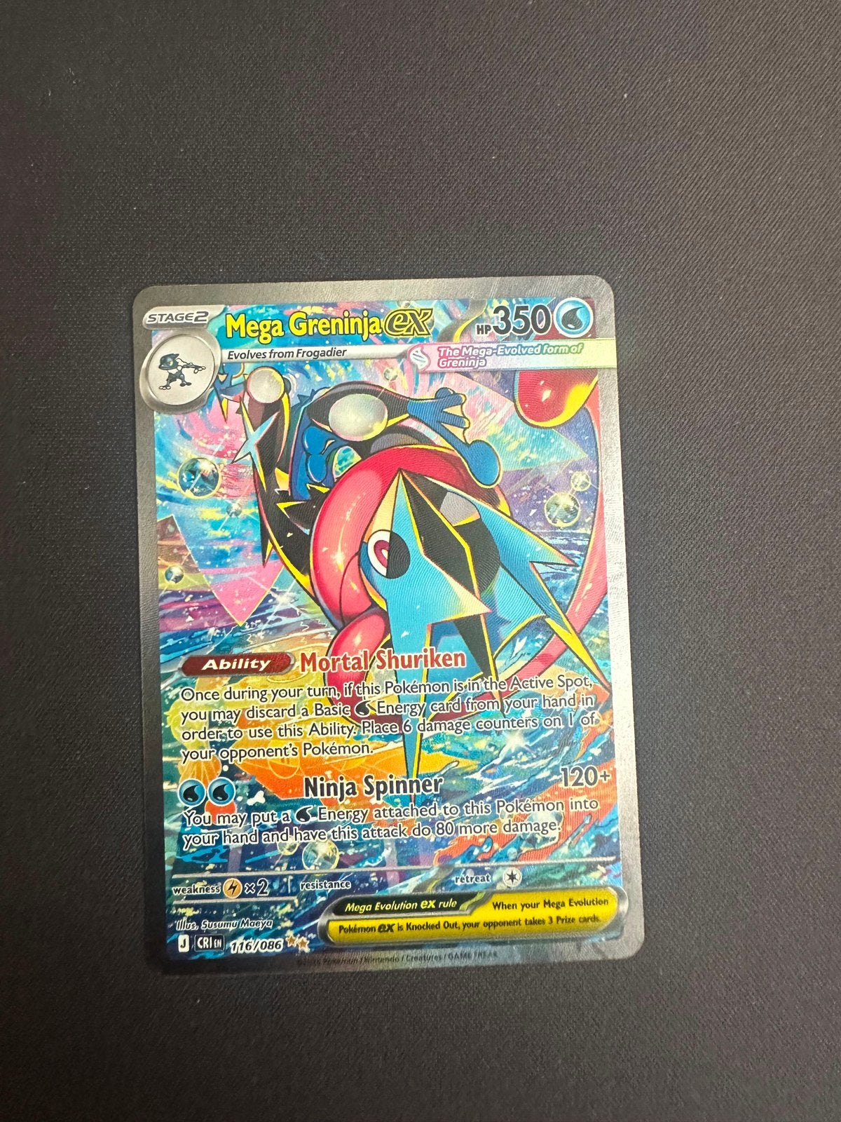 Mega Greninja Ex 116 - Near Mint, Ophalen of Verzenden, Nieuw, Losse kaart, Foil