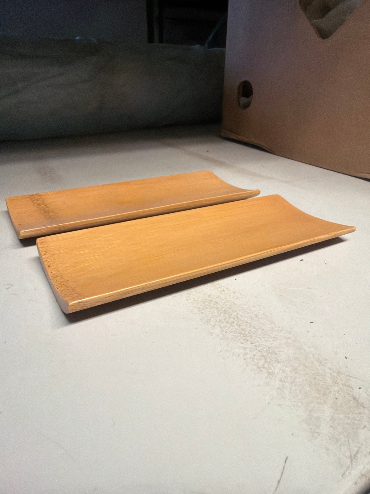 Set van 2 bamboe serveerplanken/sushiplanken partij, Gebruikt, Hout, Snij-/serveerplank, Ophalen of Verzenden