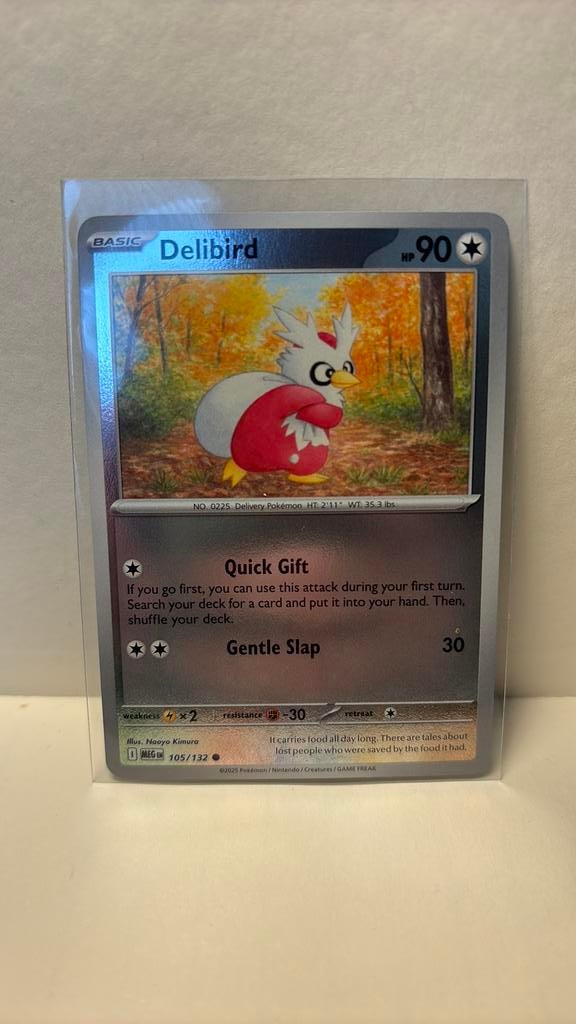 Delibird 105/132 mega evolution reverse holo pokemon kaart, Ophalen of Verzenden, Nieuw, Boosterbox