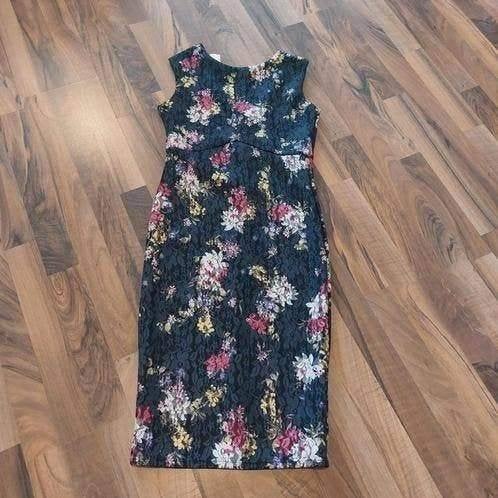 Zwarte met bloemen jurk van Jane Norman, Maat 10 (38/M), Maat 38/40 (M), Zwart, Ophalen of Verzenden, Zo goed als nieuw