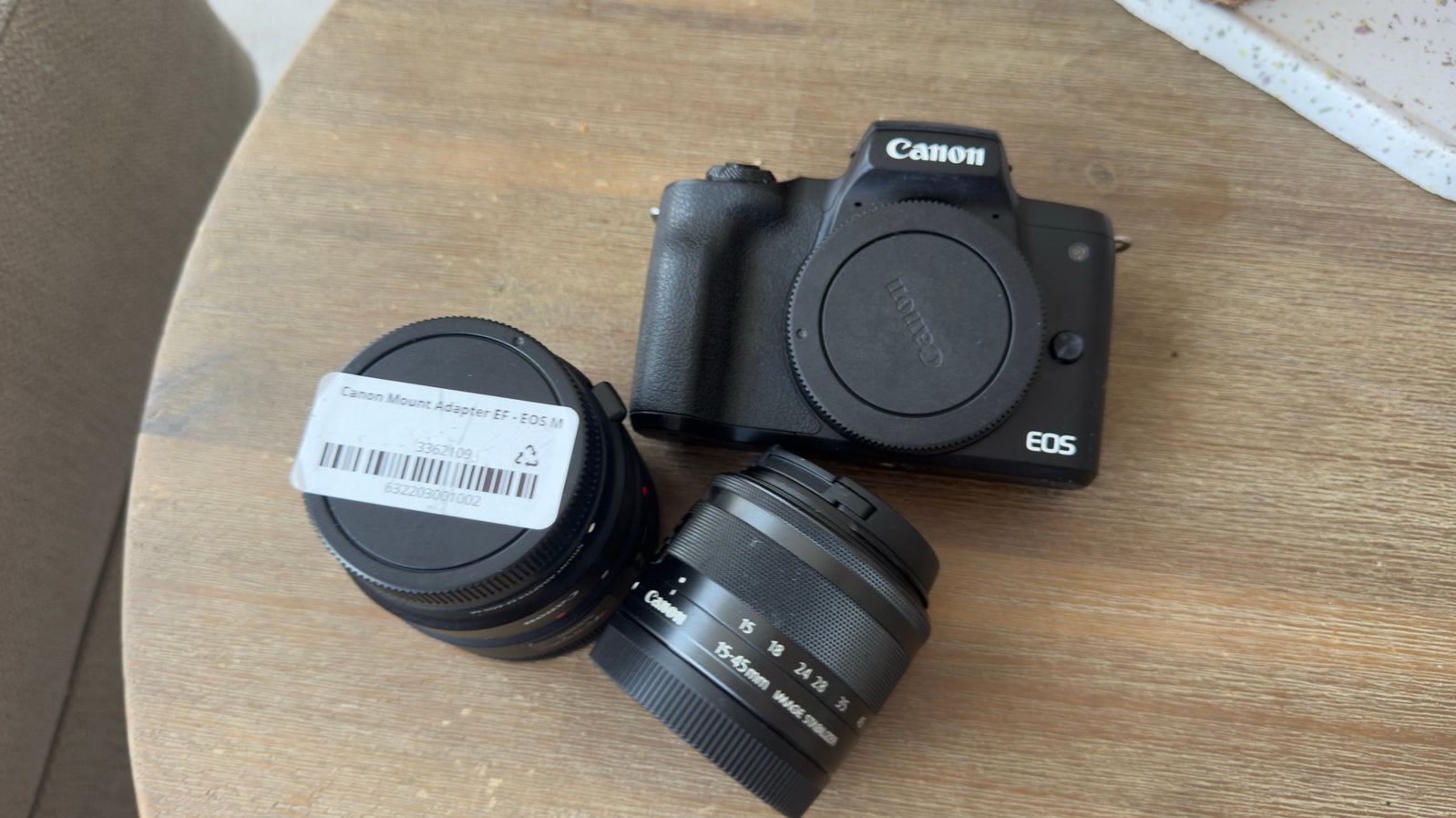 Canon M50 Mark II + 15-45 mm + 50 mm + mount adapter, Audio, Tv en Foto, Canon, Beeldstabilisatie, Ophalen of Verzenden, Zo goed als nieuw