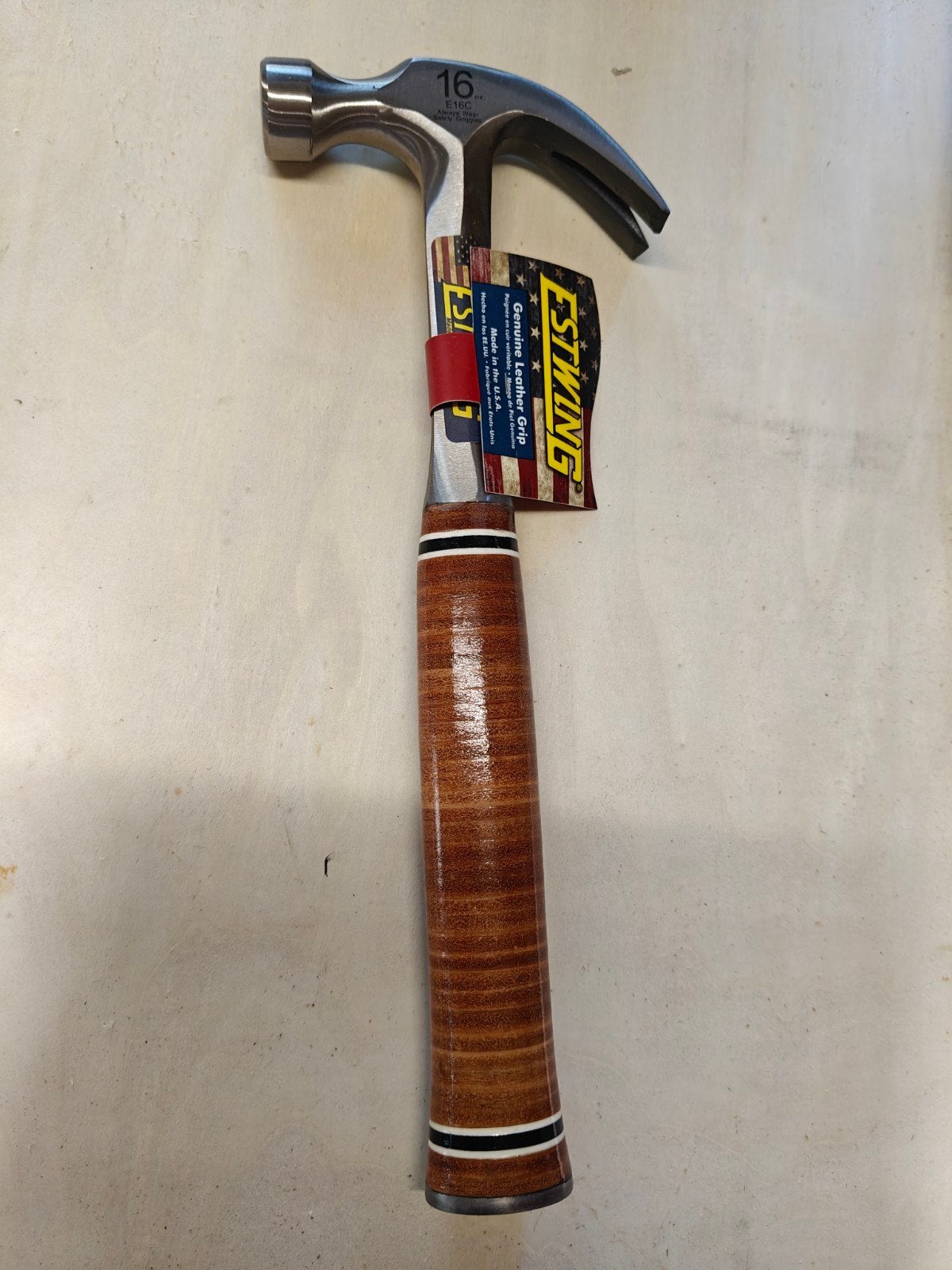 Estwing Klauwhamer 16 oz met Lederen Handvat, Ophalen of Verzenden, Nieuw, Hamer, Overige merken