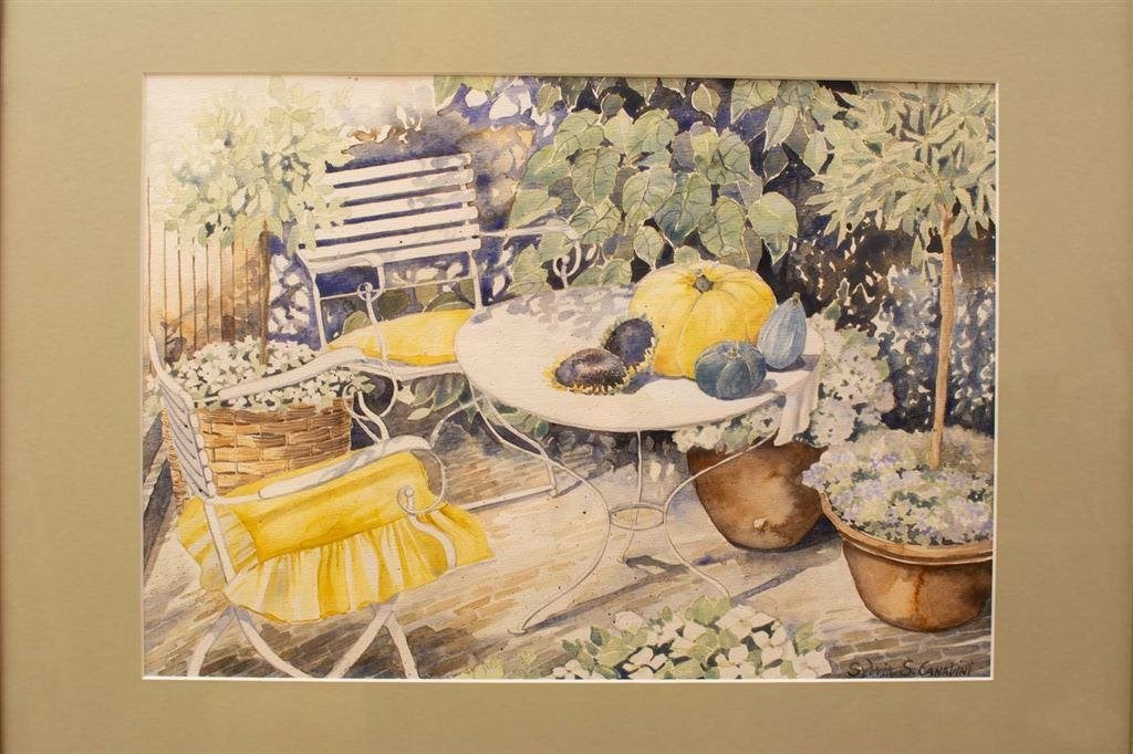 prent van een tuinset in de tuin 39095, Ophalen of Verzenden, Voor 1920, Ongelopen, Utrecht