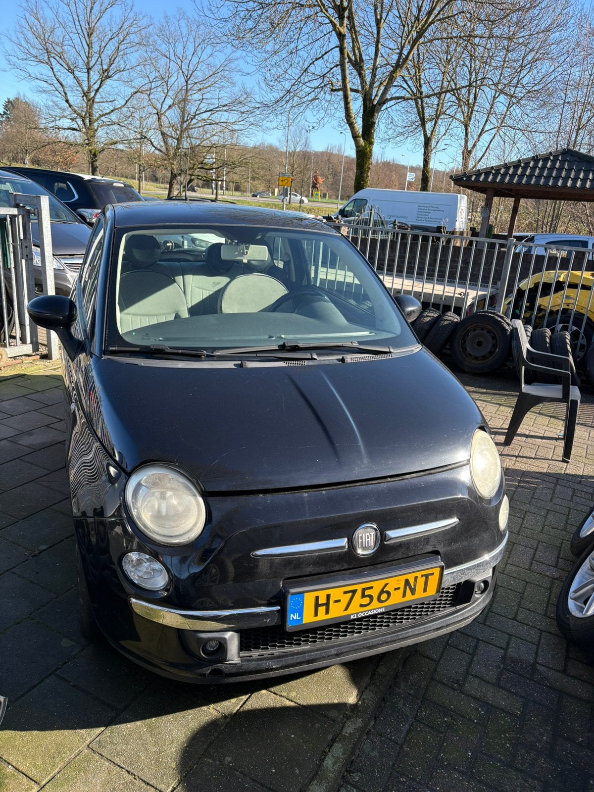 Fiat 500 1.4 16V 2009 Zwart airco  zie tekst, Auto's, Voorwielaandrijving, Euro 5, 31 €/maand, 4 cilinders