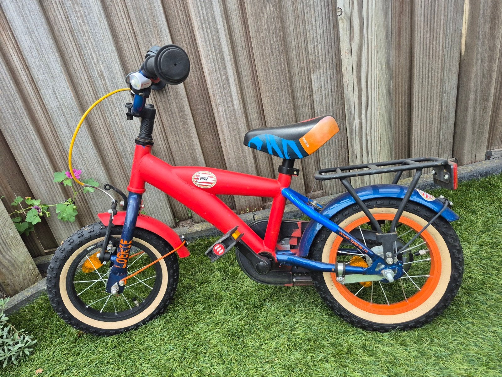PSV kinderfiets 12,5 inch - Rood/Blauw, Ophalen, Terugtraprem, Gebruikt, PSV