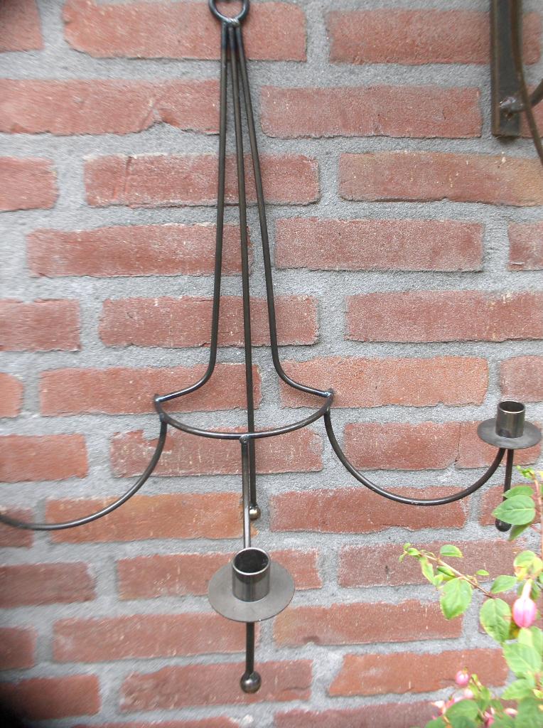 oude metalen kandelaars binnen-buiten, Huis en Inrichting, 25 tot 50 cm, Ophalen of Verzenden, Zo goed als nieuw, Metaal