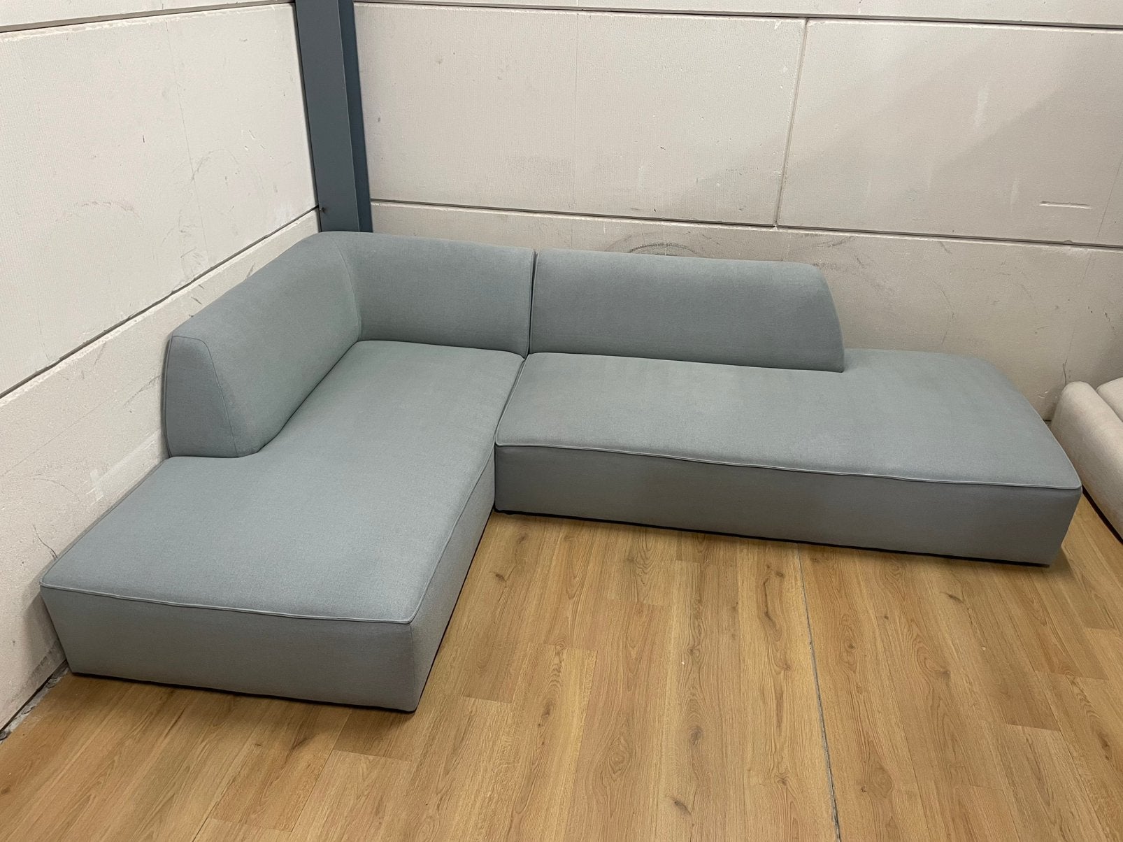 Mooie luxe licht blauwe moderne hoekbank - GEREINIGD!!!, Ophalen, 250 tot 300 cm, Luxe, Hoekbank
