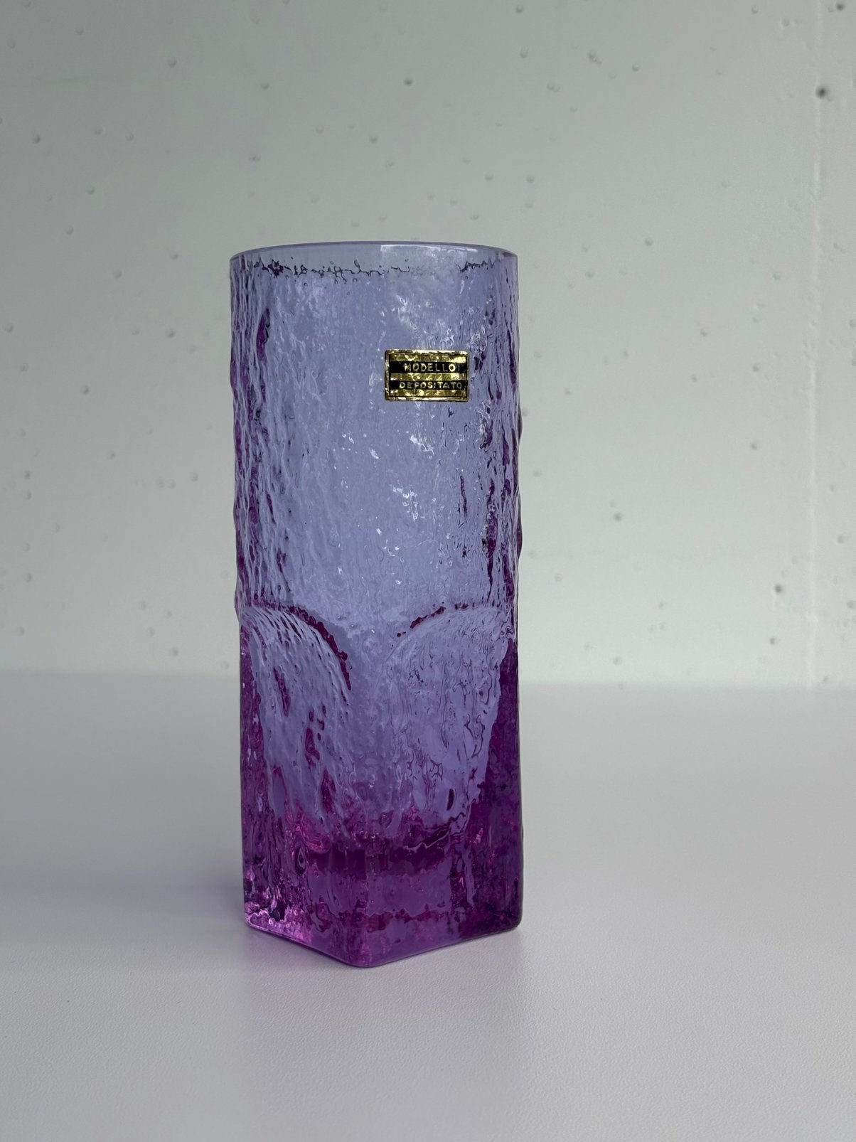 Vintage paars iriserend Alexandriet glas/vaas longdrink glas, Glas, Vaas, Paars, Gemerkt