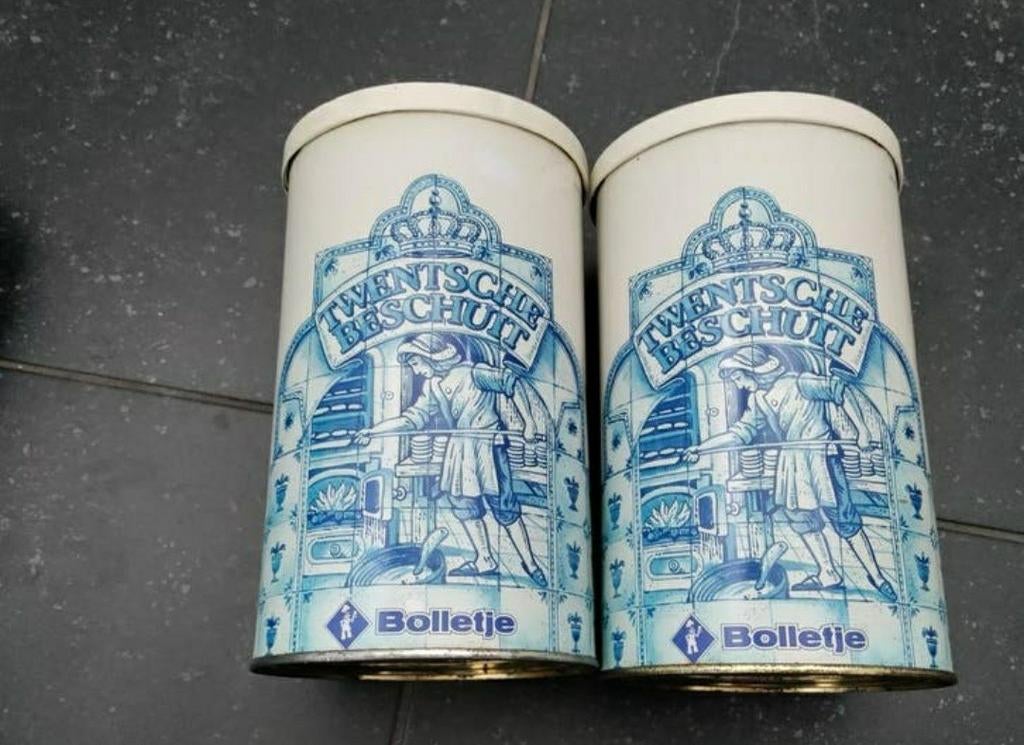 Twentsche Beschuit,Bolletje,Almelo,Delfts blauwe afbeelding, Verzamelen, Blikken, Ophalen of Verzenden, Gebruikt, Beschuit, Bolletje