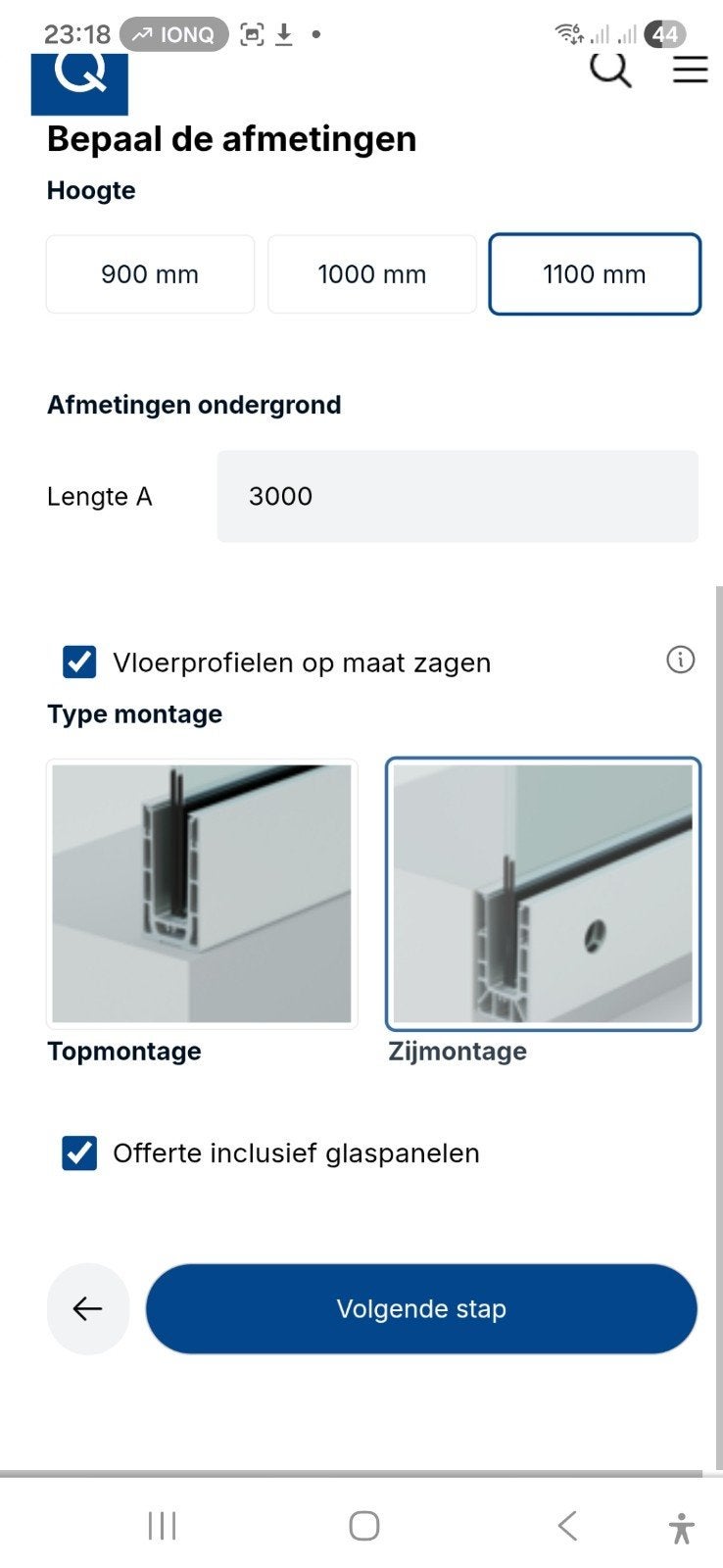 Glazen balustrade met U-profielbuis rond, 3000mm, Ophalen, Overige materialen, Overige typen, Nieuw