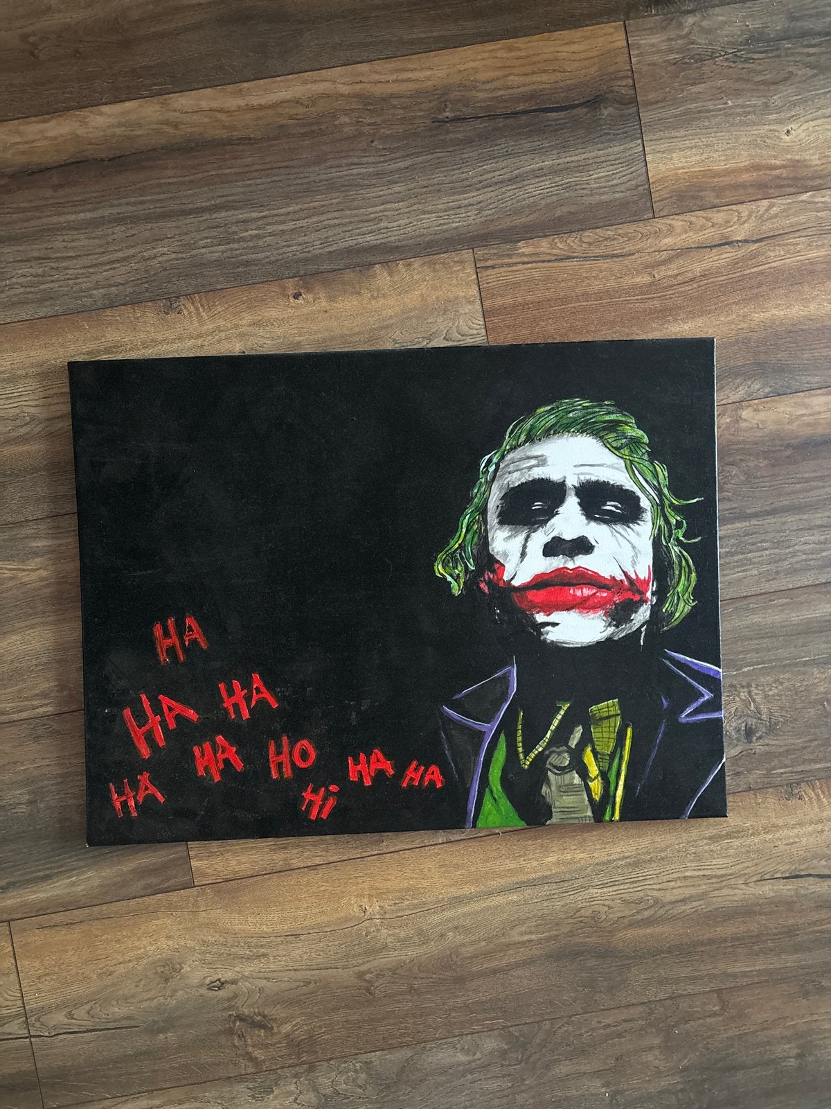 Joker Schilderij - Handgeschilderd Canvas 80x60 cm, Antiek en Kunst, Ophalen, Acrylverf, Film, Handgeschilderd