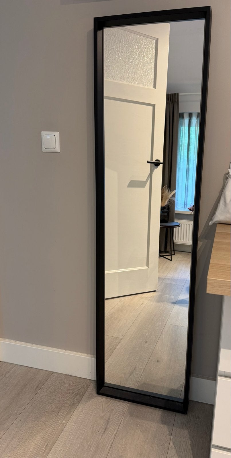 IKEA spiegel 40x150 cm met zwarte lijst, Huis en Inrichting, Ophalen, Minder dan 50 cm, Gebruikt, 100 tot 150 cm